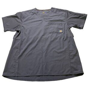 Carhartt Shirt Size Medium Liberty Force Flex Fit Scrubs Top Gray Uniform